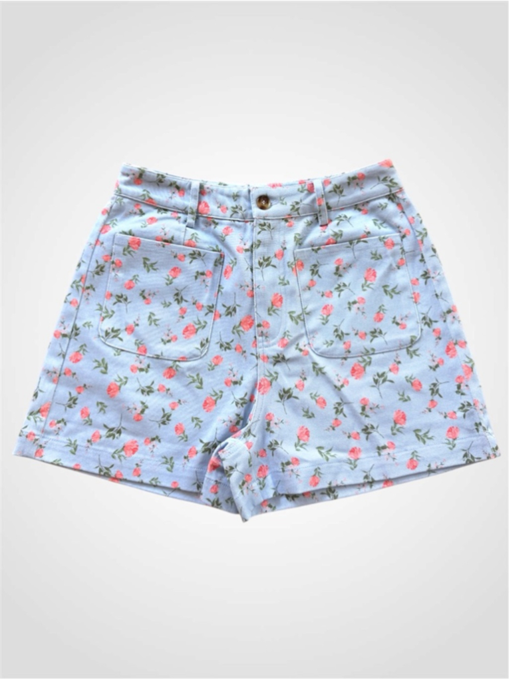 Entro Floral Print Shorts in Blue Size S